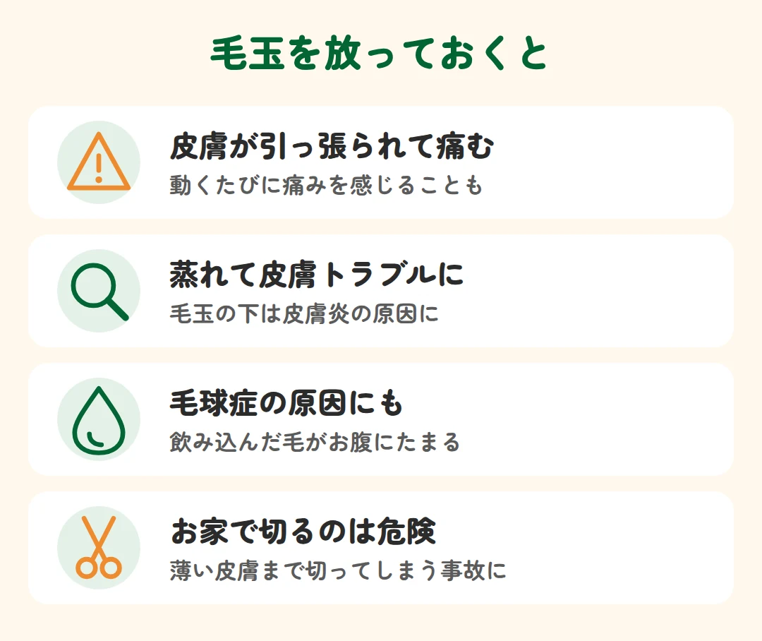 猫の毛玉は皮膚の痛みや皮膚トラブル、毛球症の原因に。お家で切るのは危険